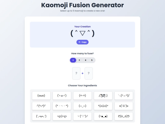 games/kaomoji fusion generator screenshot