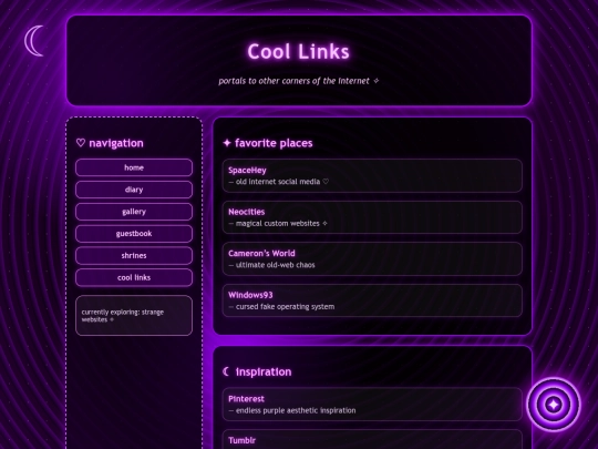 links screenshot