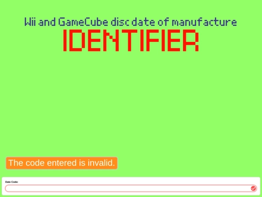 Wii disc code identifier screenshot