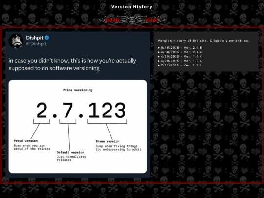 versions screenshot
