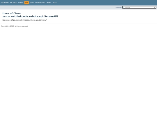 za/co/wethinkcode/robots/api/class-use/ServerAPI screenshot