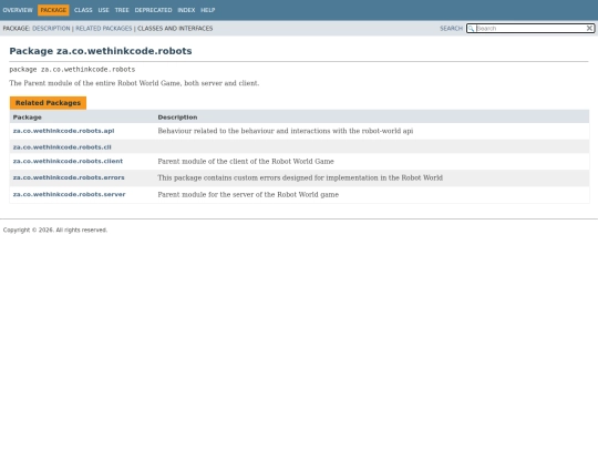 za/co/wethinkcode/robots/package-summary screenshot