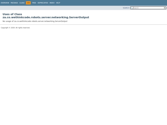 za/co/wethinkcode/robots/server/networking/class-use/ServerOutput screenshot