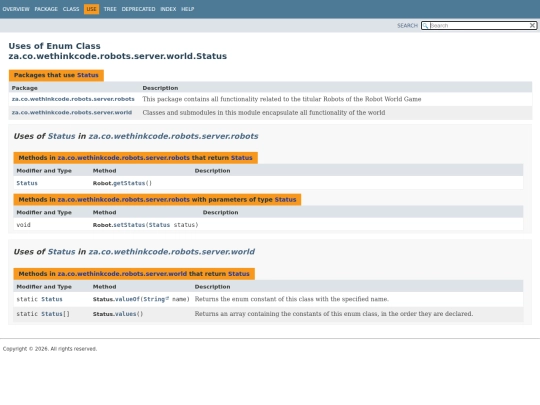 za/co/wethinkcode/robots/server/world/class-use/Status screenshot