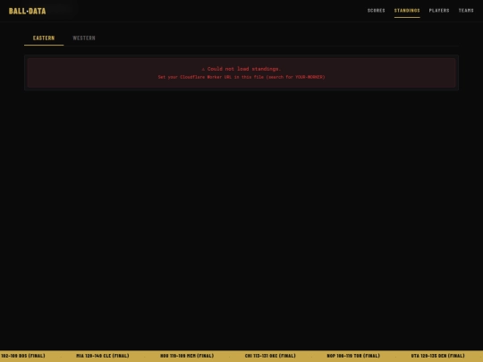standings screenshot