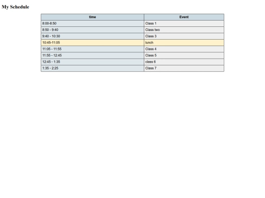 Schedule screenshot