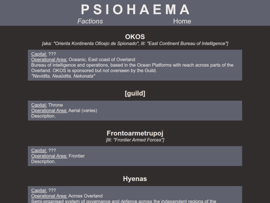 psiohaema/background/factions screenshot