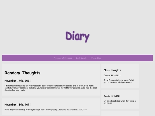 Diary screenshot