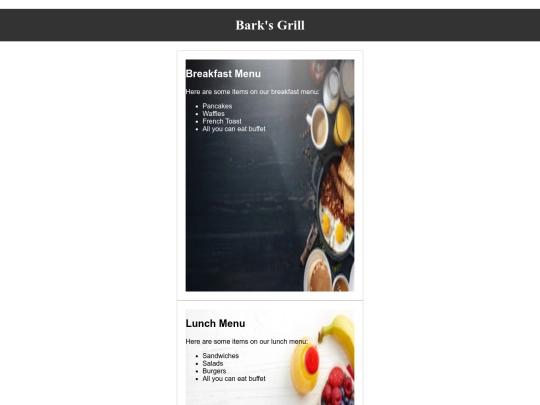 menu screenshot