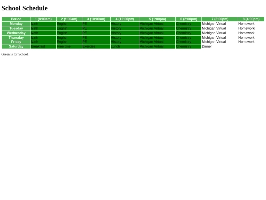schedule screenshot