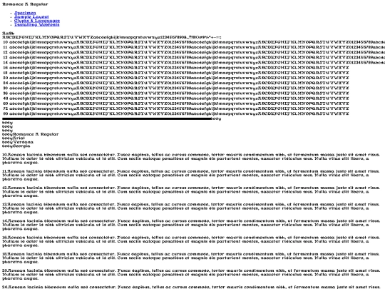 fonts/romance/romancea-demo screenshot