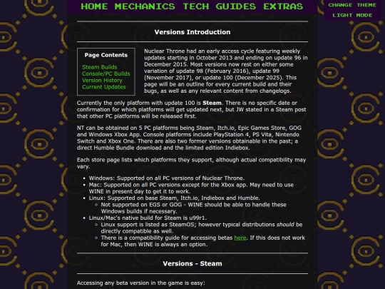 versions screenshot