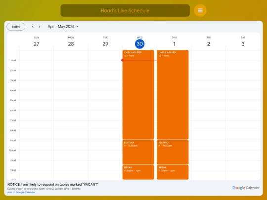 schedule screenshot