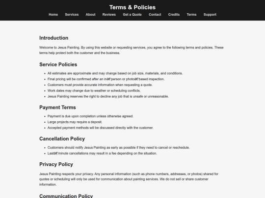 terms screenshot