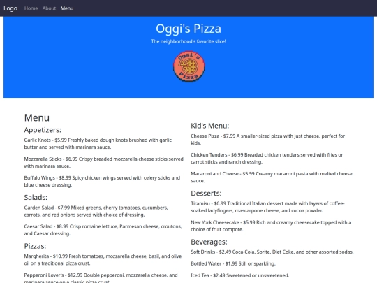 Oggis/menu screenshot