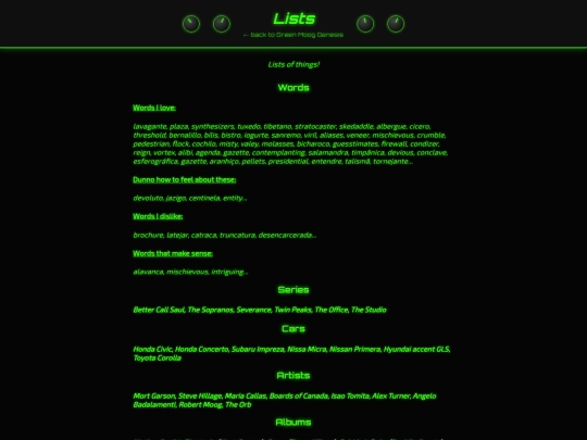 lists screenshot