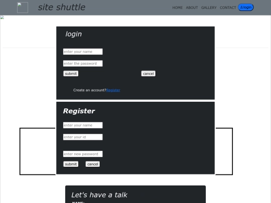 site shuttle/about  screenshot