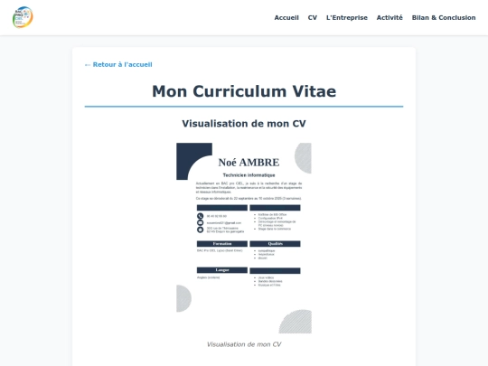 CV screenshot