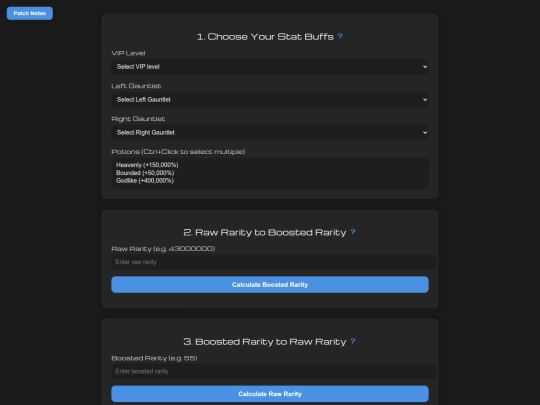 Rarity-calculator screenshot
