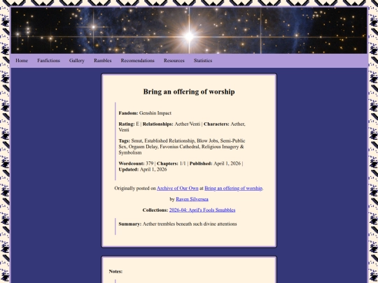 Fics/Bring_an_offering_of_worship screenshot