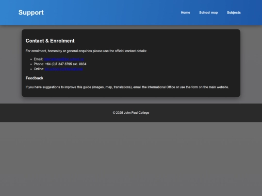 support screenshot