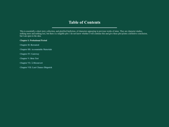 Table of Contents (Novellas)/ToCTVA screenshot