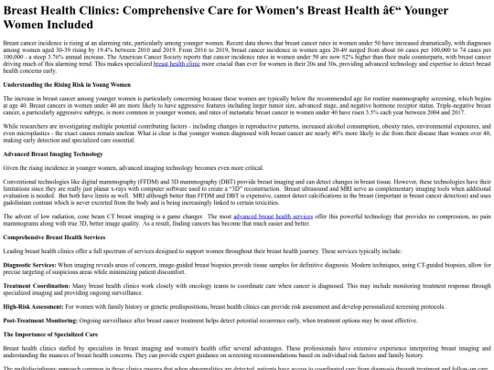 BreastHealthClinicsComprehensiveCareforWomensBreastHealthYoungerWomenIncluded screenshot