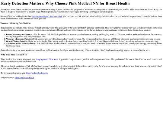 EarlyDetectionMattersWhyChoosePinkMedicalNYforBreastHealth screenshot