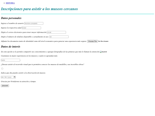 Testweb/arte/formulario screenshot