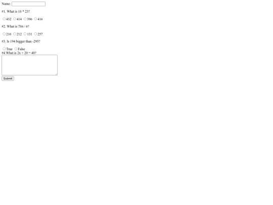 mathtest screenshot