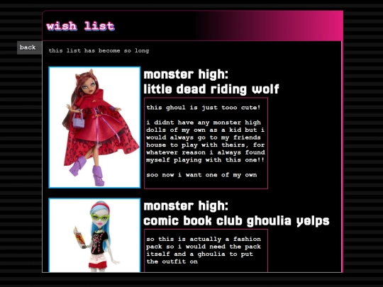 doll/wishlist screenshot