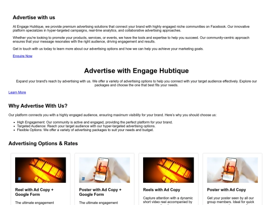 Data/Advertise with us page screenshot