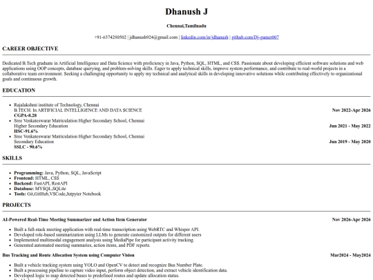 Resume/resume screenshot