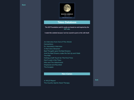Cosmicaverse/Title Pending/Tales_Database screenshot
