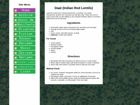 recipes/daal screenshot