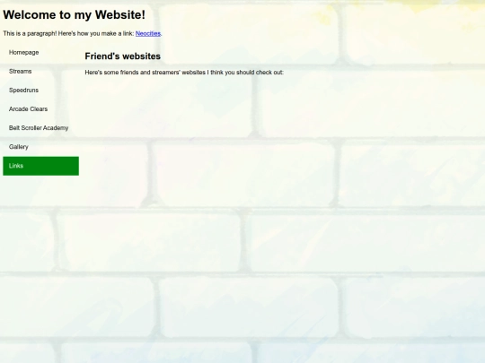 links screenshot