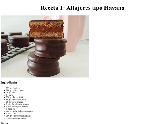 Recetario/alfajores screenshot