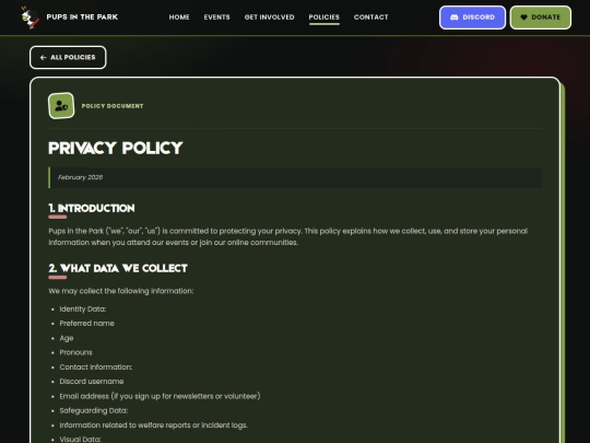 policies/privacy screenshot