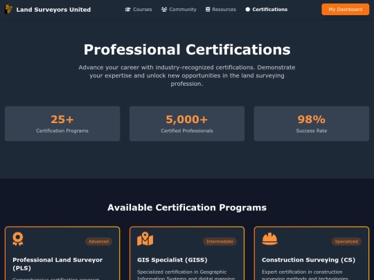 certifications screenshot