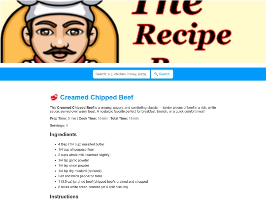 creamedchippedbeef screenshot