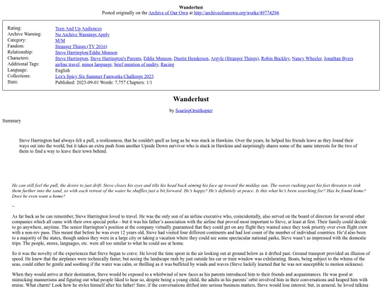 Fic/Wanderlust screenshot
