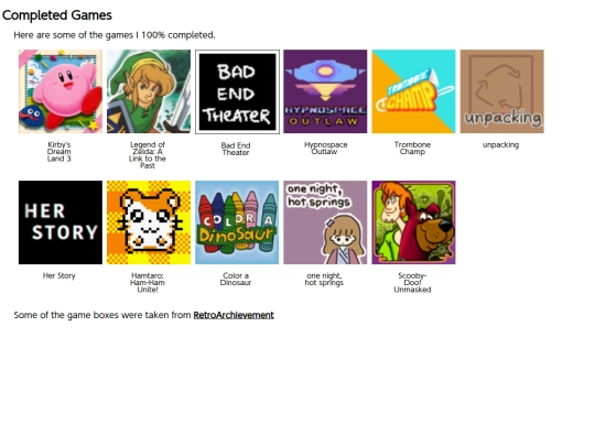 iframes/Interest Pages/Gaming Consoles/CompletedGames screenshot
