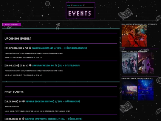 events screenshot