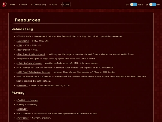 links/resources screenshot