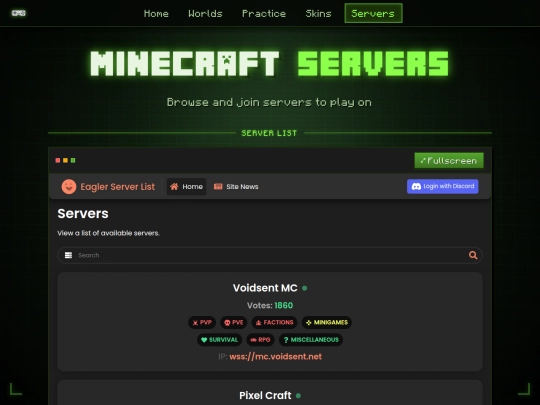 servers screenshot