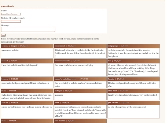 pages/index/guestbook screenshot