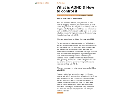 ADHD Website code/index_article screenshot