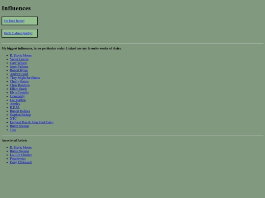influences screenshot