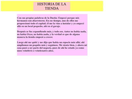 historia de la tienda screenshot