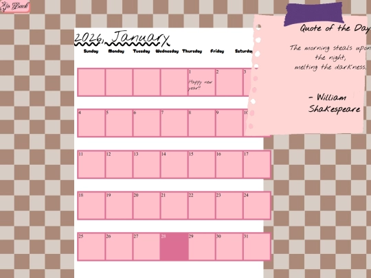 calendarpage2026January screenshot